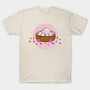 Valentine's Day Donut Car with Heart Sprinkles (Pink) T-Shirt